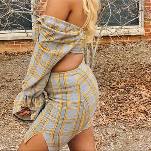 Plaid Skirt, Yellow and Gray